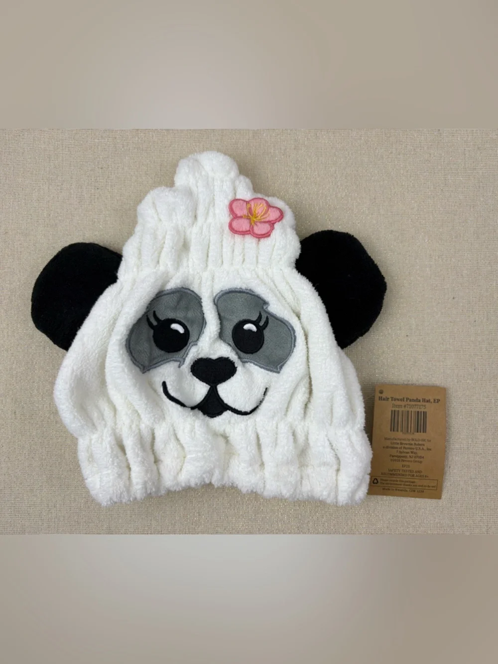 NWT Little Brownie Bakers White, Black, and Gray Microfiber Dry Hair Cap